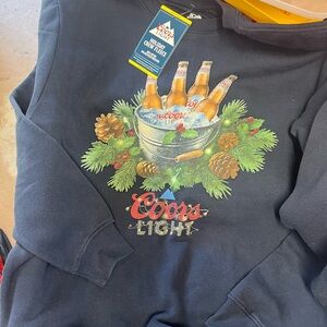 Coors Light Holiday Crew Fleece Sweatshirt - Black with Festive Graphic